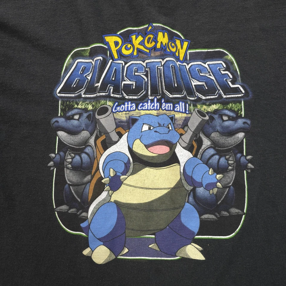 Camisa Pokemon Vintage Juvenil Extra Grande Negra Gráfico Blastoise Nintendo Años 90 Foto 3 de 4