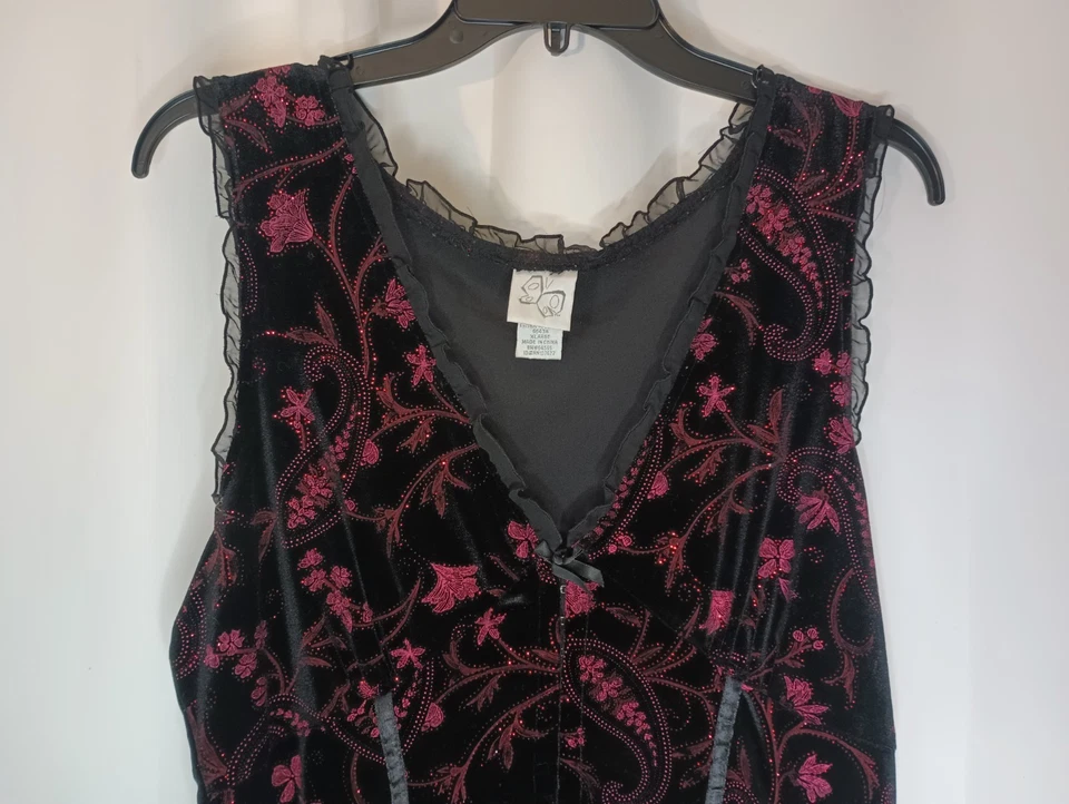 Moda Bug Mujer Capricho Terciopelo Corsé Top XL Volantes Arco Hada Grunge Foto 2 de 4