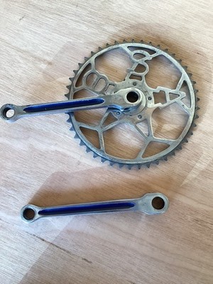 Vintage seltener BSA geriffelter Stahl Splint Kettensatz/ Kurbeln für Rennräder