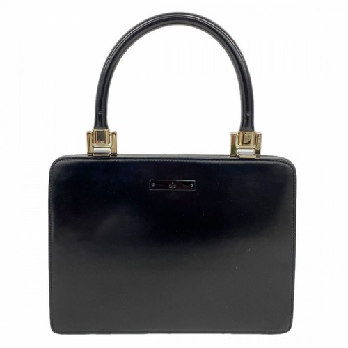 Authentic Gucci Leather Handbag Black Champagne 18.5cm x 25cm Women's Damaged