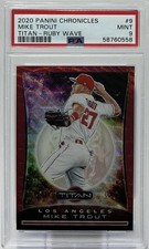 Mike Trout PSA 9 -2020 Panini Chronicles Titan ‘Ruby Wave’ /199 - Angels, 3 MVPs