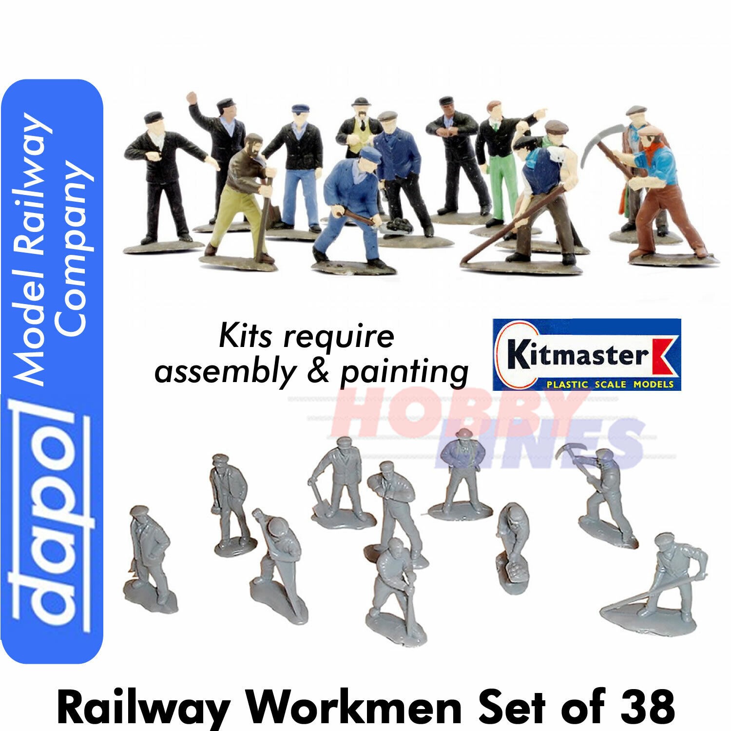 WORKMEN Model Railway figures KitMaster Kit 38 pieces Dapol OO Gauge C002