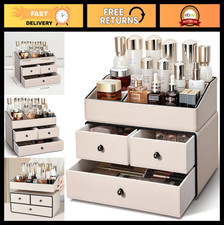 3-Tier Leather Makeup Organizer with 3 Drawer...