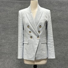 Veronica Beard Blazer Womens 8 Blue Lonny Dickey Jacket Linen Double Breasted