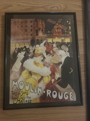 E. Villefroy Framed Moulin Rouge Paris Dance Art Print Portrait Cabaret Crowd