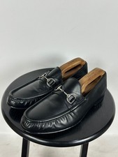 Men's Gucci Horsebit Black Leather Slip On Loafers Size 8 UK,9 US