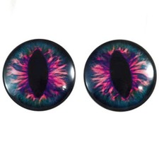 Pair Pink Blue Cat Dragon Glass Eyes Jewelry Doll Taxidermy Flatback Cabochons