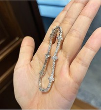 REAL VVS MOISSANITE Clover Tennis Chain Bracelet - Men Women 925 Sterling Silver