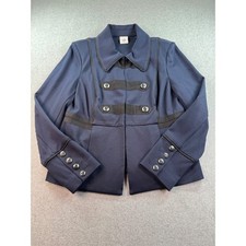 Cabi Navy Blue "In the Band" Military Blazer Jacket Button Cuff Women Size M