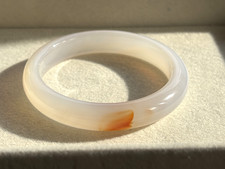 56mm Natural Translucent White Chalcedony Bangle Bracelet Gemstone Minimalist