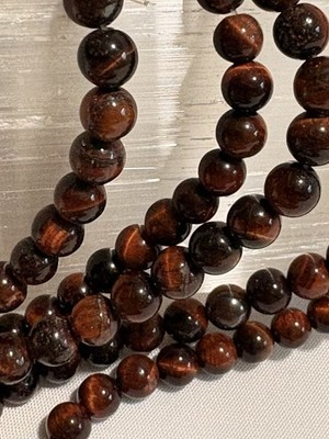 Red Tiger Eye Beads 7mm Round Natural Stone 5 Strands 15  Jewelry Making