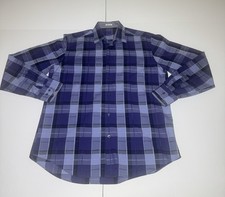 Bugatchi Uomo Men  s Large Purple Plaid Shaped Fit Long Sleeve Button Up Shirt