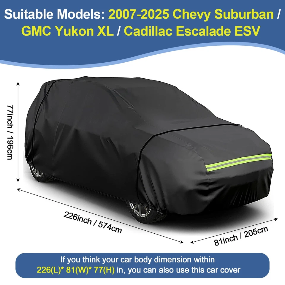 Waterproof Car Cover for 07-25 Chevy Suburban/GMC Yukon XL/Cadillac Escalade ESV - Image 2 of 4