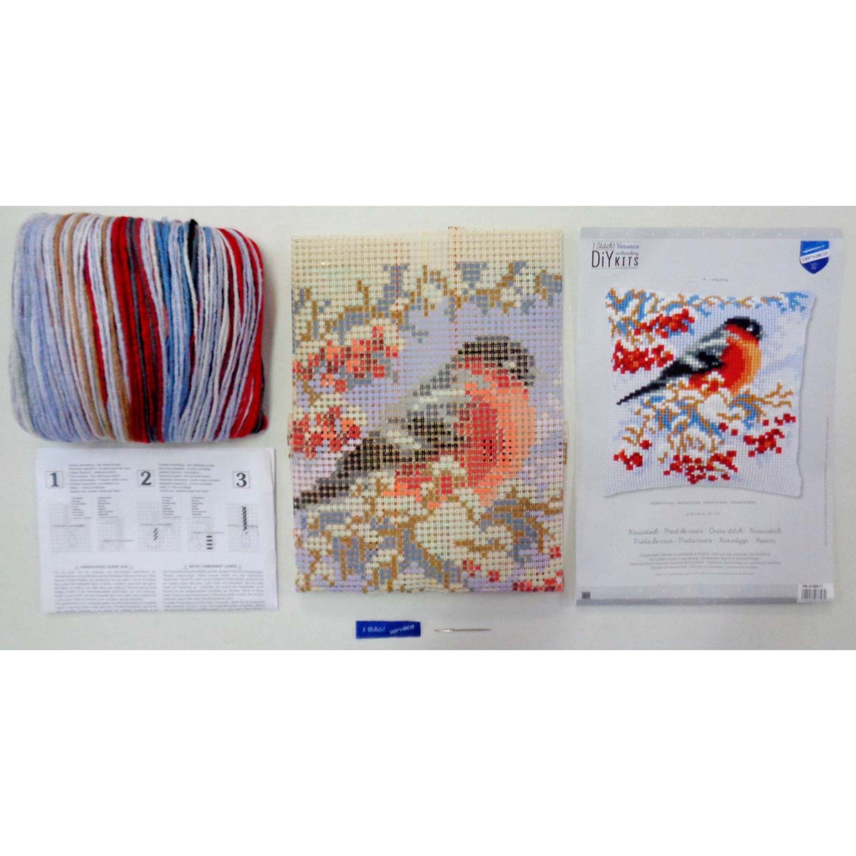 Vervaco&reg; Goldfinch in Winter Cushion Needlepoint Kit