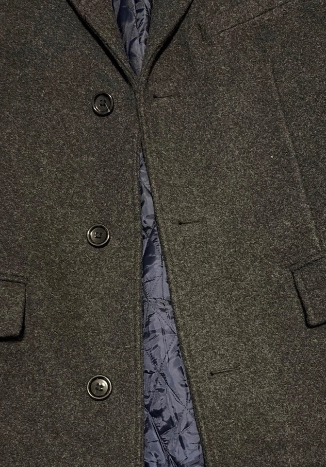 Abrigo para hombre J.Crew talla 38 gris oscuro mezcla de lana forro acolchado de un solo pecho Foto 4 de 4