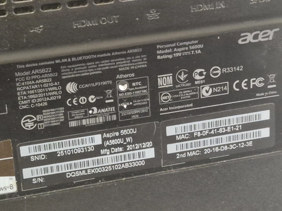 Acer Aspire 5600U 23" Intel Core i3, 12GB RAM, Touchscreen All in One - Image 3 of 4