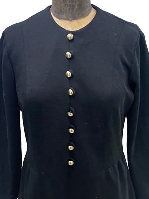 1960s Vintage Bayberry Mod Style Black Knit Dress W/ Gold Buttons Med | eBay