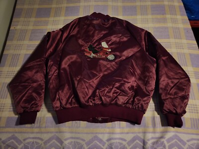 Yamaha FZR King Louie Satin Jacket Size L Red Made USA Vtg Motorcycle 80s 90s