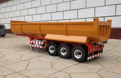 Semirimorchio dumper scala metallo grande su misura 1/14 3 assi 820 mm NUOVO - Foto 4 di 10