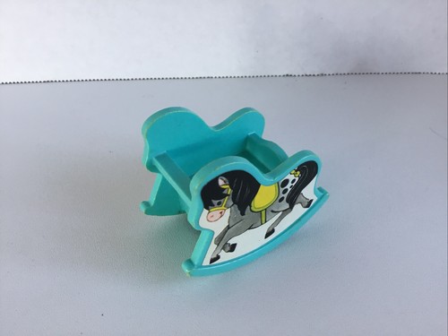 Fisher-Price Little People Play Family Nursery Set Aqua Rocking Horse 1972 Vtg - Picture 3 of 4