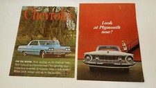 Vintage car dealer brochures 1964 Chevy Impala 1962 Plymouth Fury