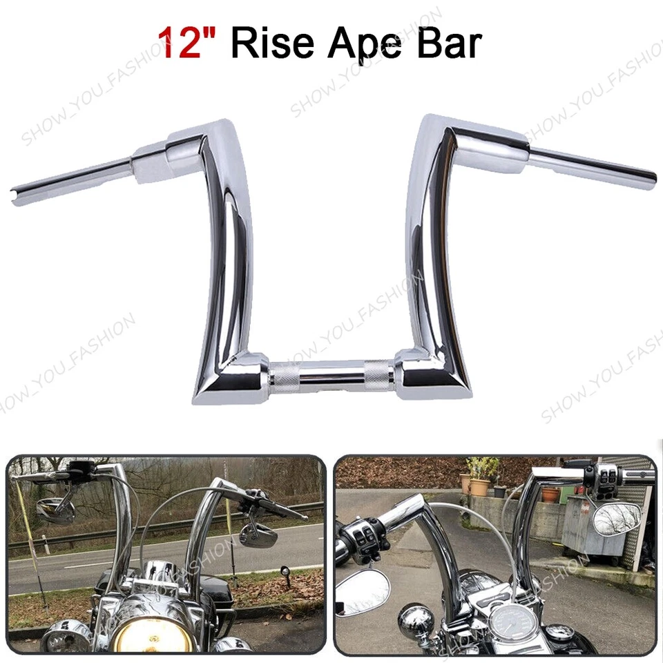 12" Rise APE Hanger Handlebar 2" DNA Monster Fat Bars For Harley Touring NEW Foto 2 de 4
