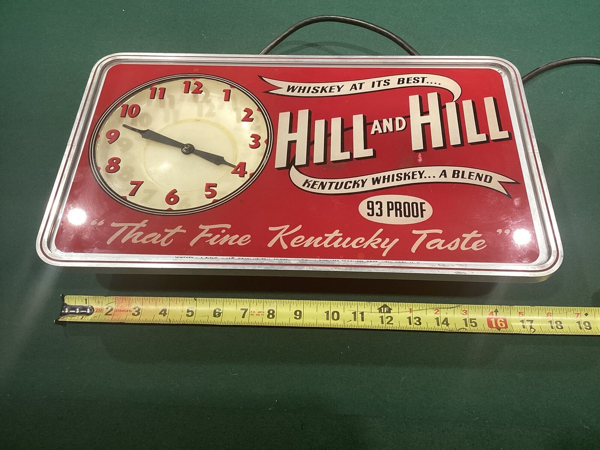 Antique Hill and Hill Whiskey Price Brothers Lighted Clock Sign 17