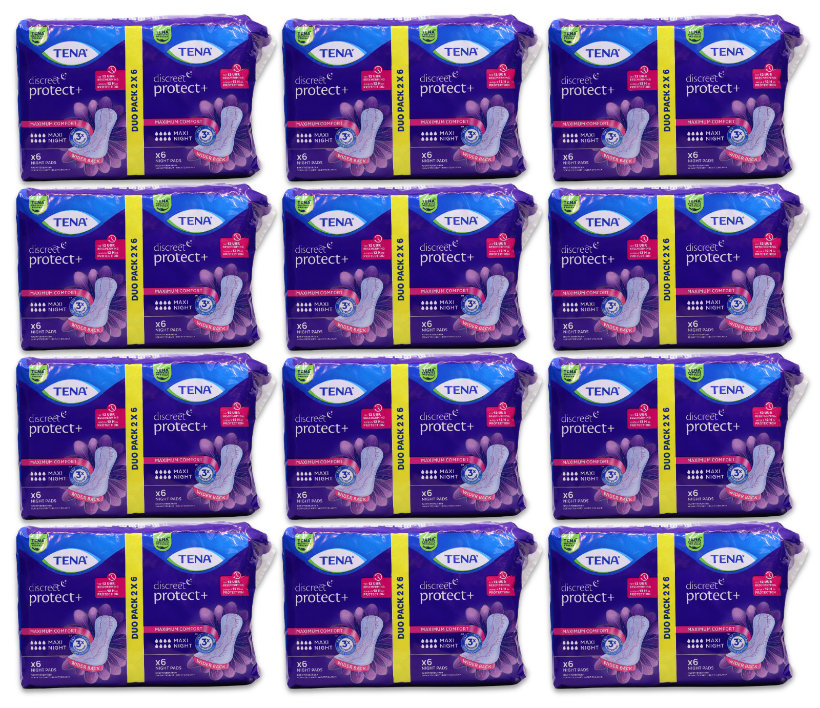Tena Lady Maxi Night Duo 12 Pack | Incontinence Pads | Overnight Protection X 12