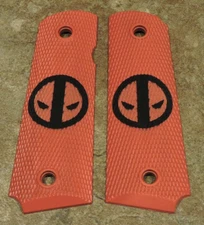 1911 Grips - DEADPOOL - RED/BLACK - .45, AMBI CUT, FULL SIZE, CUSTOM