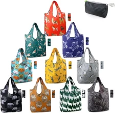 Gifts for Animal Lovers Women Animal Reusable Shopping Bags Grocery Totes 10 Pac