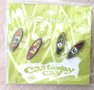 DISNEY PIN TRADING CASTAWAY CAY DISNEY CRUISE Line 4 Pin Set SURFBOARDS