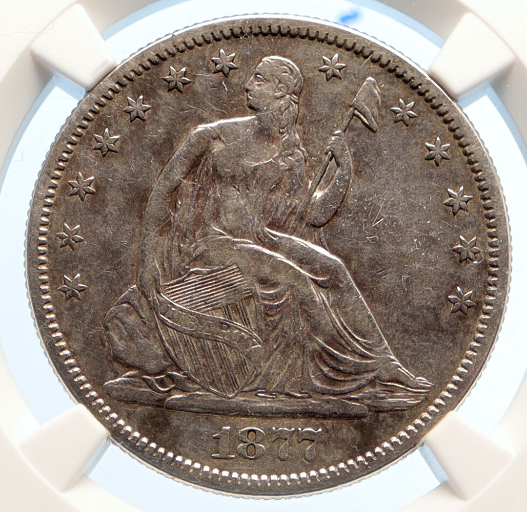 1877 S UNITED STATES Eagle Seated Liberty OLD Silver Half Dollar