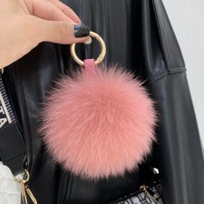 13Cm 5" Real Fox Fur Ball Pompom Keychain Bag Charm Car Phone Purse Pendant