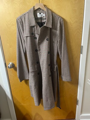 Topman Men's Long / Trench Coat Checkered (Medium)