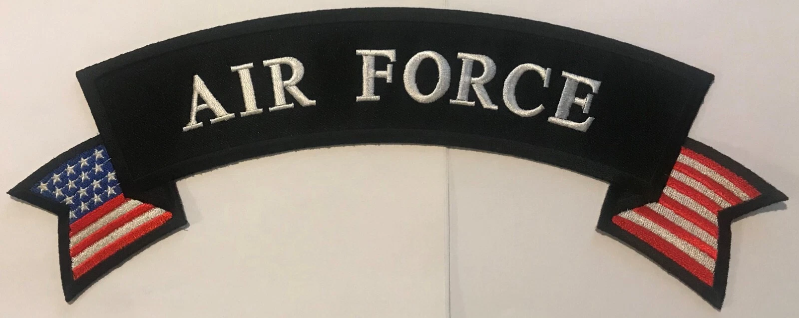 LARGE AIR FORCE ROCKER PATCH - RED WHITE BLUE - 12 INCHES VEST PATCH