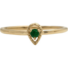 Cute Natural Emerald 14K Solid Yellow Gold Ring