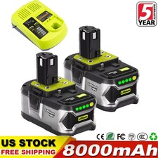 2X 8.0Ah Battery For RYOBI 18 V P108 P107 One Plus High Capacity 18Volt Lithium