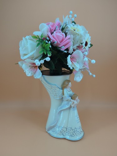 Bradford Exchange Always in Bloom Angel Vase - I Love You Floral Arrangement - Picture 2 of 10