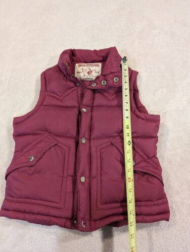 TRUE RELIGION Quilted Puffer Vest Down Filled Pink Berry Women's XS See Pics - Picture 3 of 10