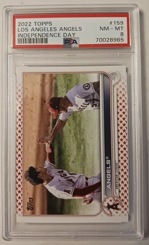 2022 Topps Update 159 Angels Mike Trout/Shohei Ohtani Independence Day /76 PSA 8