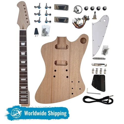 DIY Electric Guitar Kits Mahogany Body 22 Frets 1963 FB FBird V type Free Ship