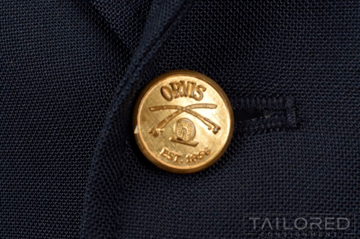 ORVIS Solid Blue Wool Gold Tone Button Mens Blaze… - image 5