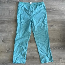 Vintage 70s 80s NIKE Women  s Windbreaker Pants Sz L Turquoise ORANGE SWOOSH Tag