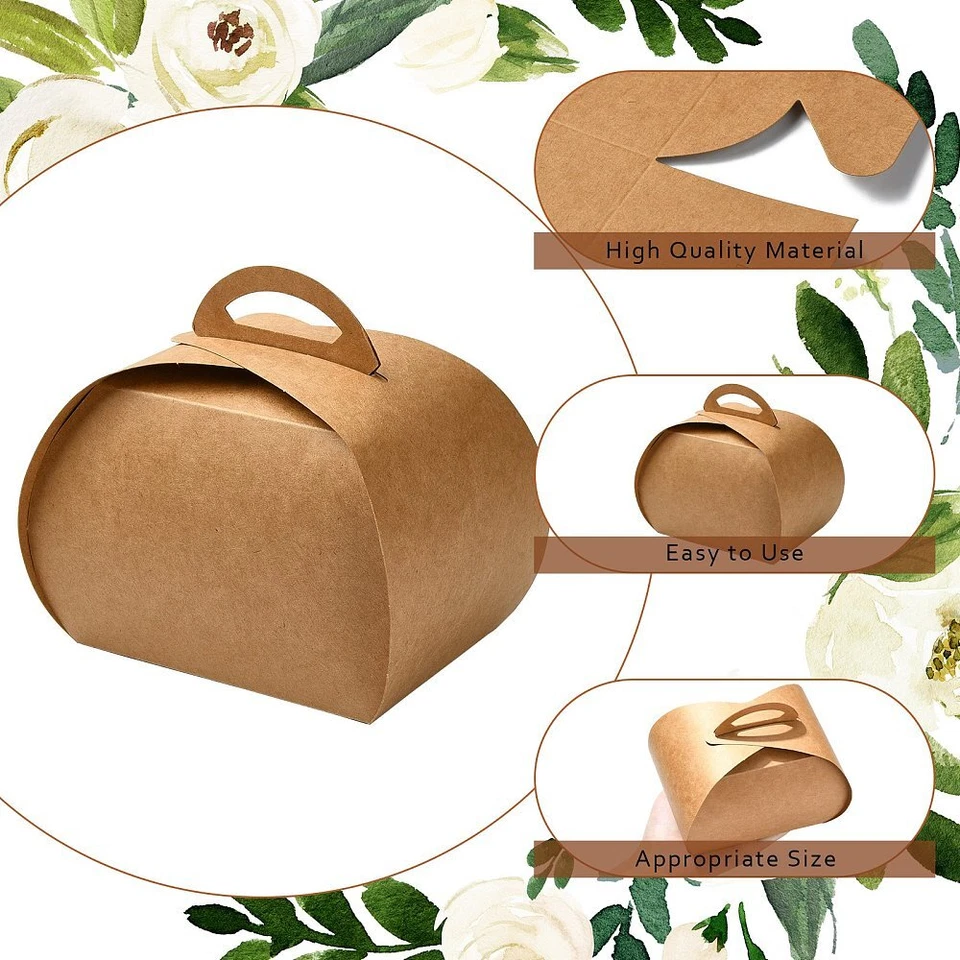 40x Cajas de Papel Kraft Marrón Cupcakes Contenedor Cajas a dos aguas Fiesta Faver Regalo Foto 3 de 4