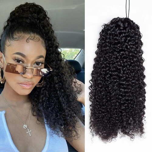 Curly Clip Ponytail Human Hair 100/160gram Brazilian Curly Drawstring Ponytail