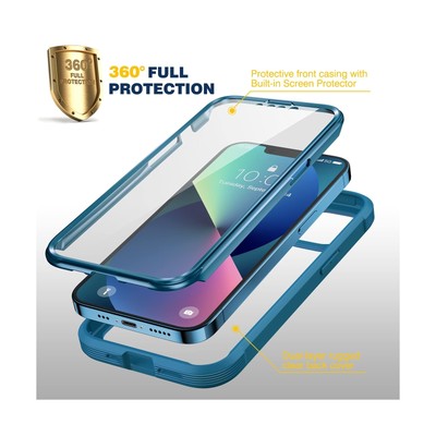 Diaclara Custodia Full Body Per IPhone 13 &ndash; Resistente E Color Peacock Cyan (Modello 901BDIP13PB)
