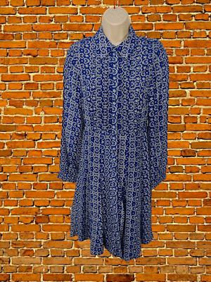 NEU MIT ETIKETT MONSOON GRÖSSE SMALL S BLAU HERZDRUCK BOHO LANGARM FREIZEIT ARBEITSKLEID