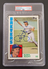 Rare 1984 ROBIN YOUNT Signed Oversized Topps Baseball Card-HOF-BREWERS-PSA