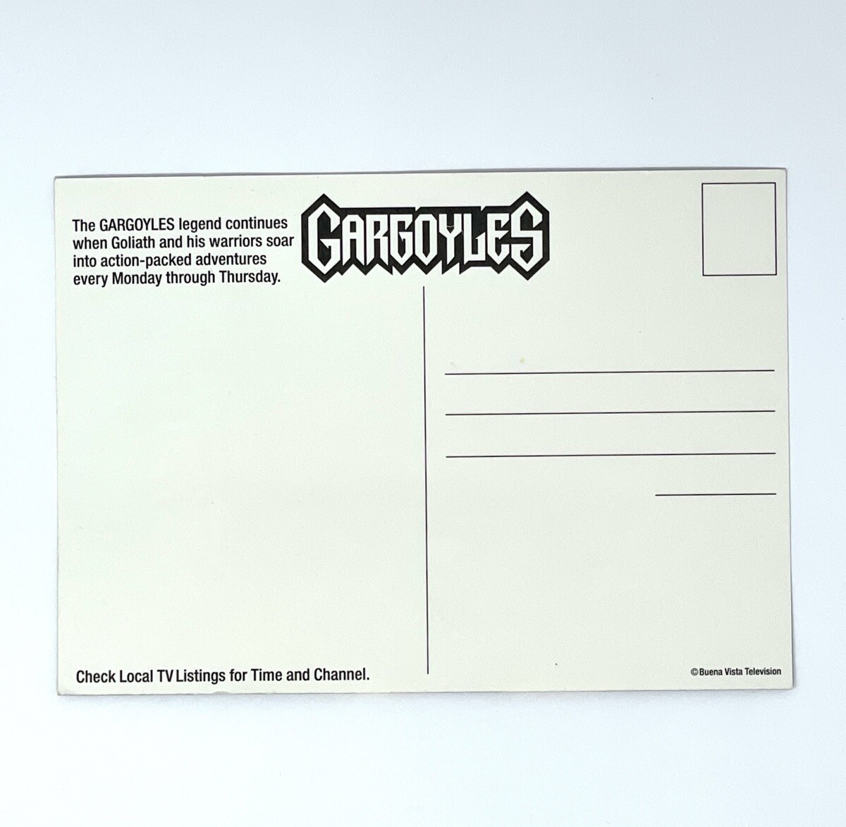 GARGOYLES TV Promo Postcard 1990s Disney Animation Buena Vista