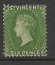 ST VINCENT 1883 6d green unused, very fine SG44